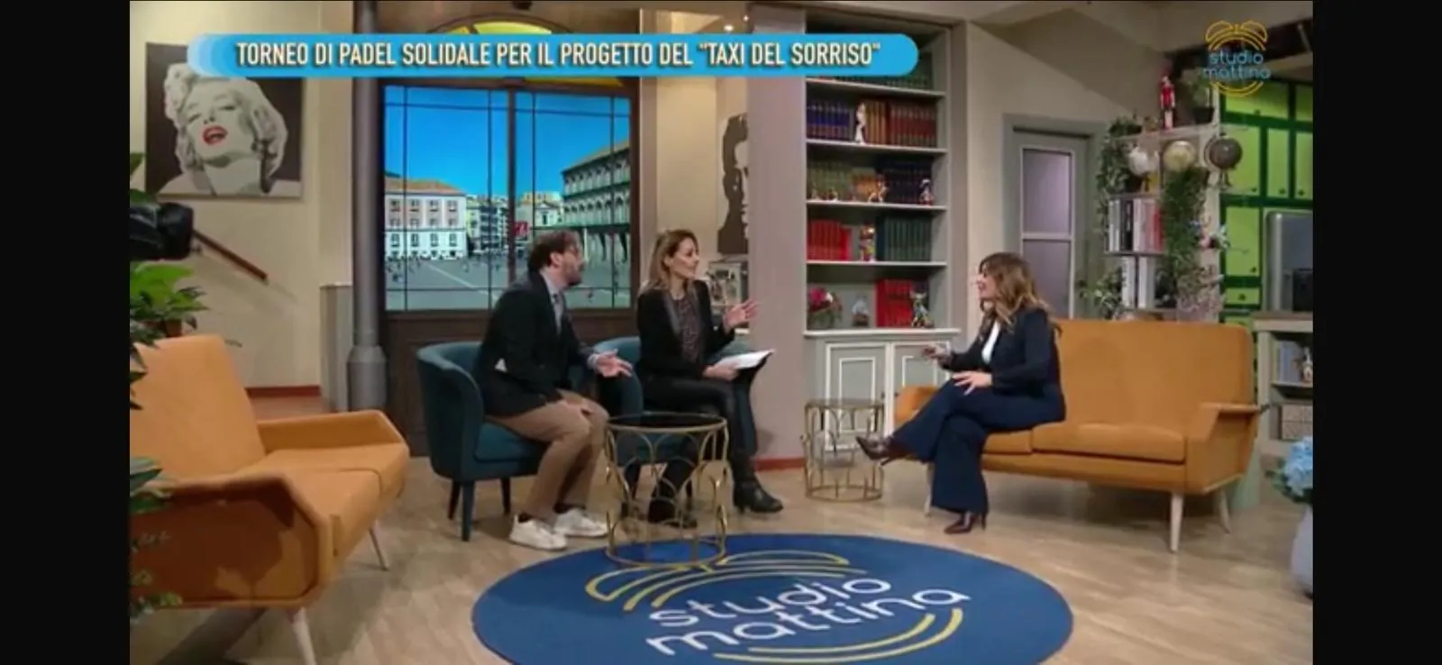 Fotogramma dell’intervista sul torneo di padel solidale per il Taxi del Sorriso